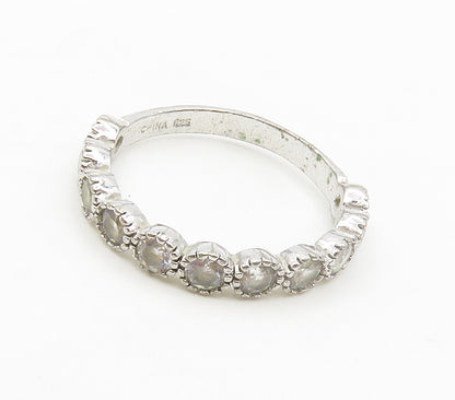 925 Sterling Silver  Round Cut Cubic Zirconia 11 Stone Band Ring Sz 8  RG16493
