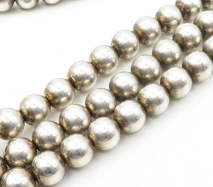 Solid Silver Vintage Ribbon Swirl Multi Strand Beaded Chain Necklace  NE2581