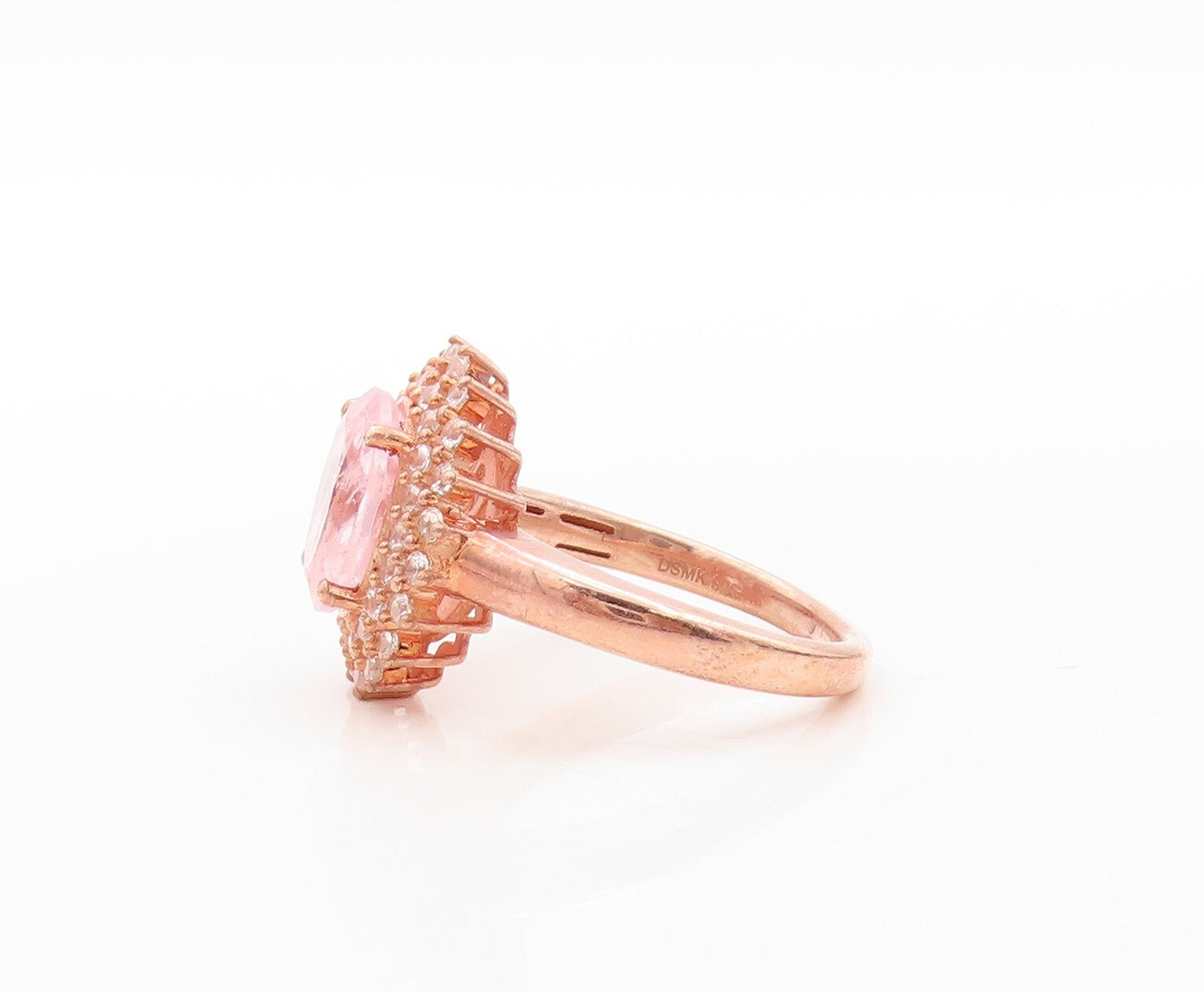 925 Sterling Silver Vintage Ring Rose Gold Plated 2 Tone CZ Flower  Sz 7 RG30864