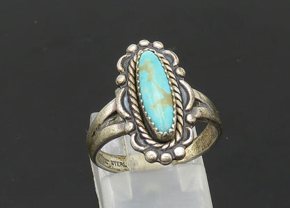 POST BELL 925 Sterling Silver Vintage Turquoise Twist Band Ring Sz 6.5 RG21093