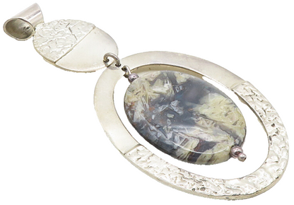DDD MEXICO 925 Sterling Silver  Vintage Agate Textured Oval Pendant  PT7762