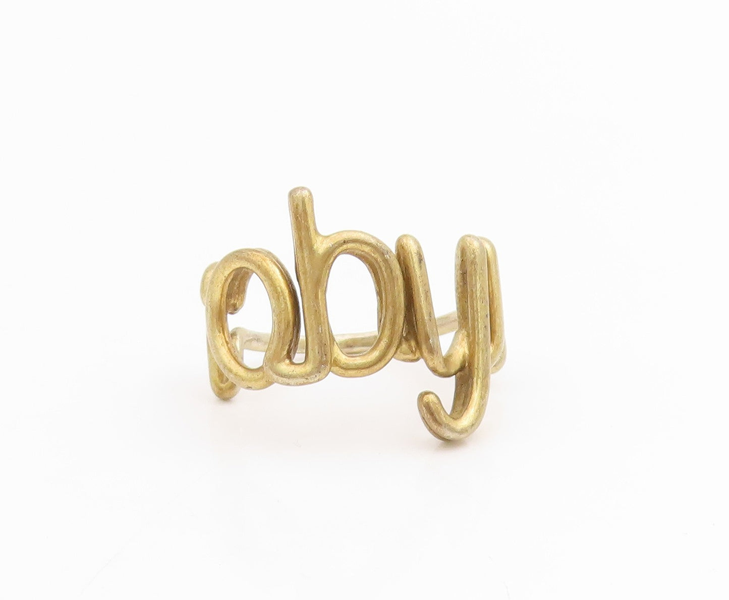 925 Sterling Silver Vintage Ring Gold Plated Robyn Script Band  Sz 5  RG34757