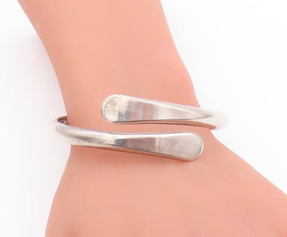 925 Sterling Silver Vintage Bracelet Minimalist Flat End Bypass Bangle  BT11204