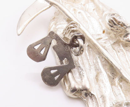 925 Sterling Silver Vintage Pendant Large Holy Death Grim Reaper  PT24031