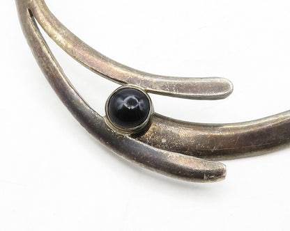 MEXICO 925 Sterling Silver  Vintage Black Onyx Bypass Collar Necklace  NE2189