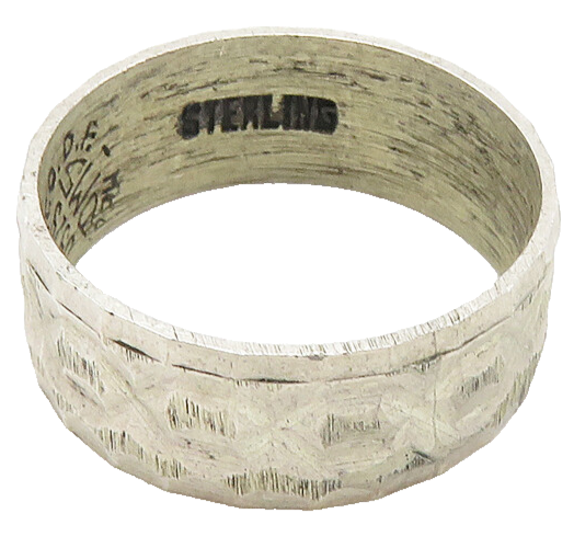 MEXICO 925 Silver  Vintage Shiny Etched Infinity Detail Band Ring Sz 7  RG9871