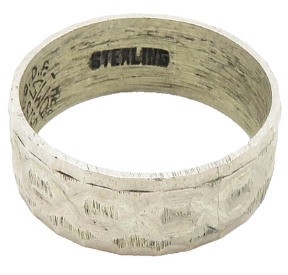 MEXICO 925 Silver  Vintage Shiny Etched Infinity Detail Band Ring Sz 7  RG9871