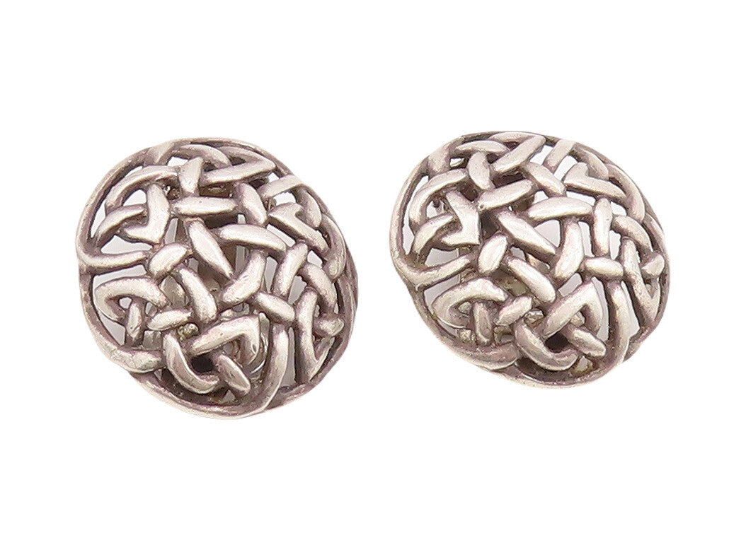 925 Sterling Silver Vintage Earrings Round Cutout Celtic Knot Design  EG13090