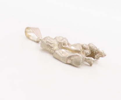 925 Sterling Silver Vintage Pendant Solid Carved Two Friends Talking  PT23571