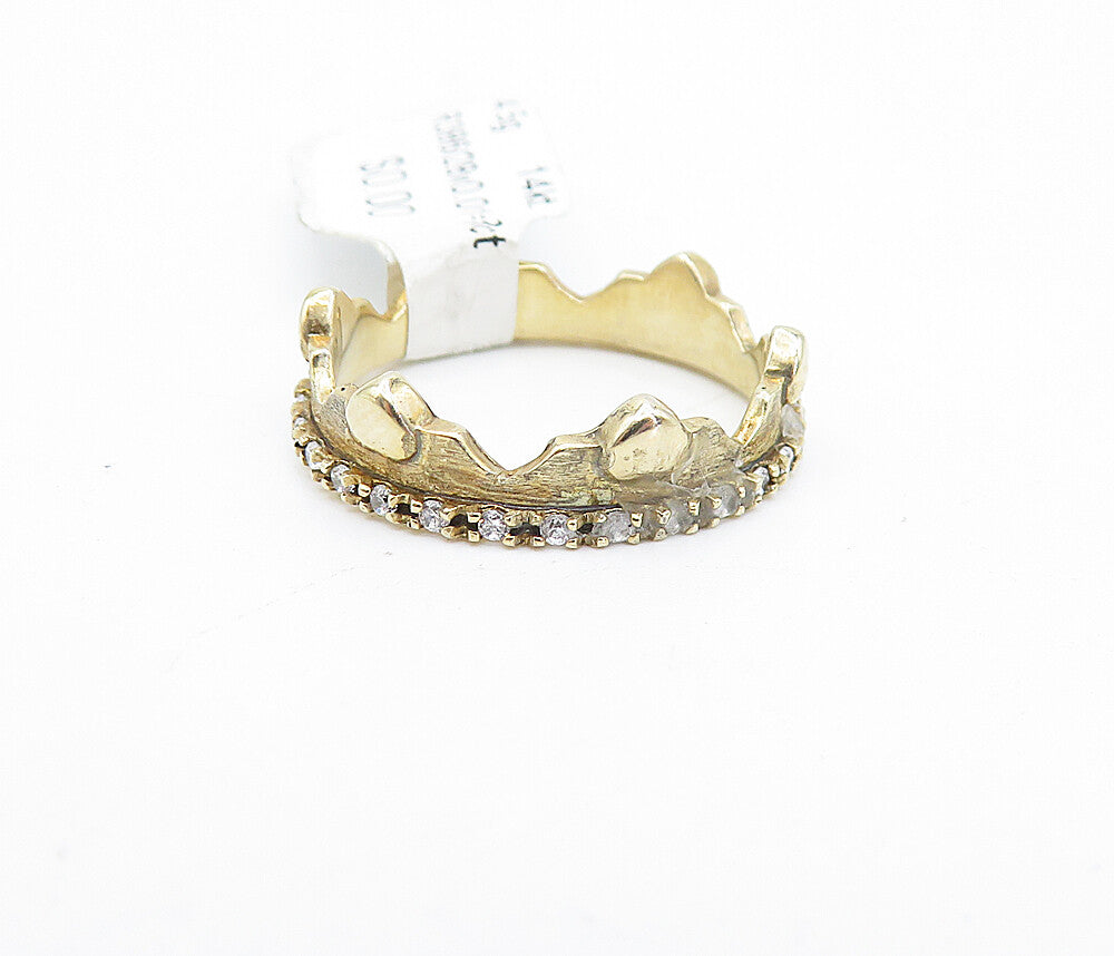 925 Sterling Silver  Topaz Love Heart Crown Gold Plated Ring Sz 7.5  RG5680