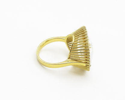 PHARAOUN 925 Silver Faceted Topaz Gold Plated Cocktail Ring Sz 8 RG18331