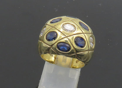 925 Silver  Vintage Cubic Zirconia & Blue Topaz Dome Band Ring Sz 8  RG20922