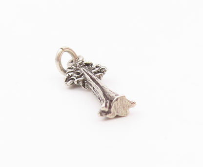 925 Sterling Silver  Vintage Petite Tall Tree Shiny Drop Pendant  PT18031