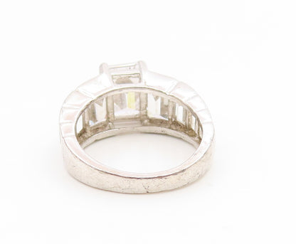 925 Sterling Silver Vintage Ring CZ Step Cut Elegant Statement Band Sz 6 RG35058
