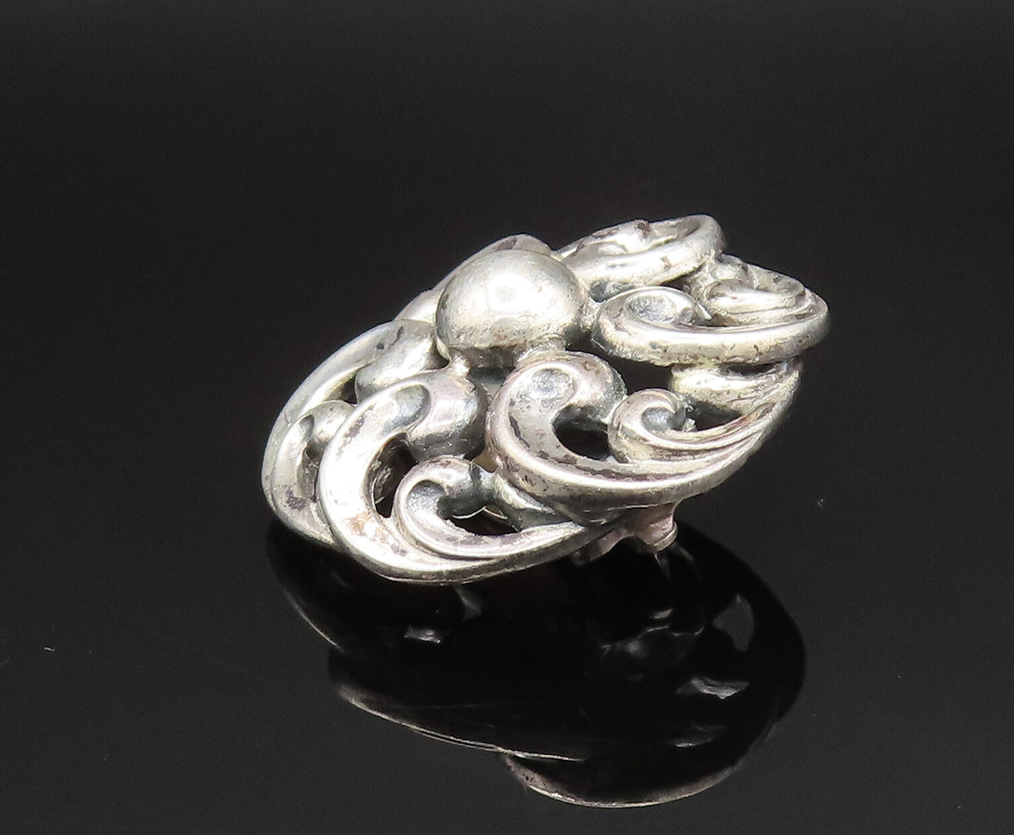 DANECRAFT 925 Silver  Vintage Spiral Floral Non Pierced Earrings  EG11823