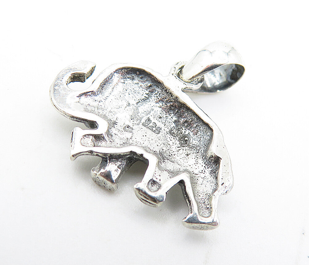925 Sterling Silver  Vintage Petite Shiny Elephant Motif Drop Pendant  PT5461