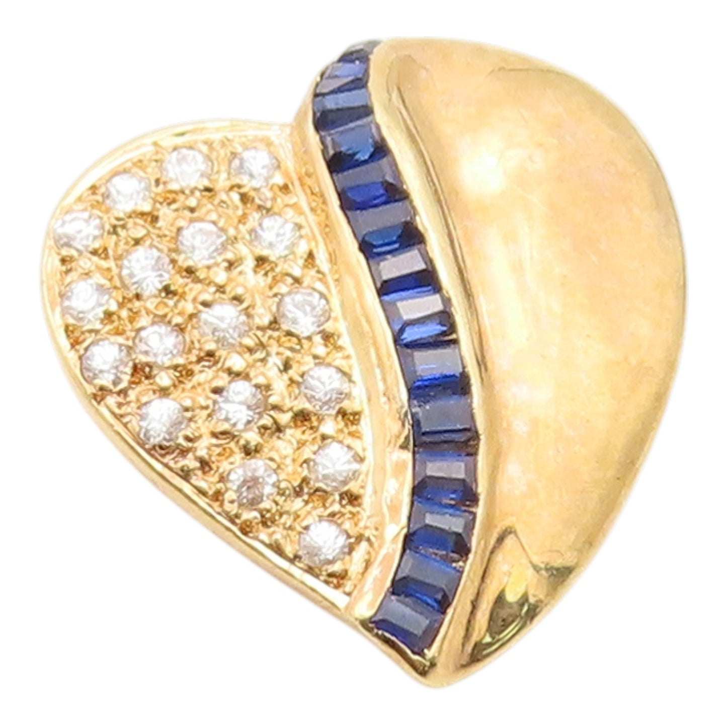 925 Sterling Silver Vintage Pendant Gold Plated Sapphire & CZ Love Heart PT26178