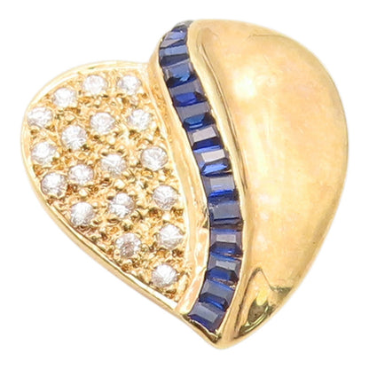 925 Sterling Silver Vintage Pendant Gold Plated Sapphire & CZ Love Heart PT26178