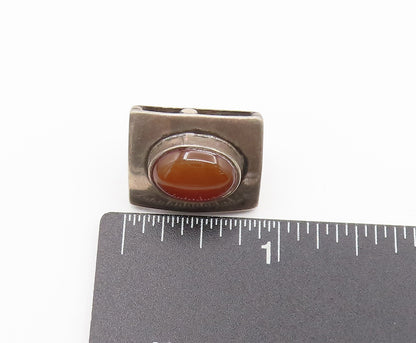 925 Silver  Vintage Minimalist Cabochon Carnelian Clip Back Earrings  EG12327