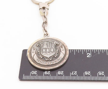 925 Sterling Silver Vintage Keychain Guipuzcoa Coat Of Arms Medallion  TR4119