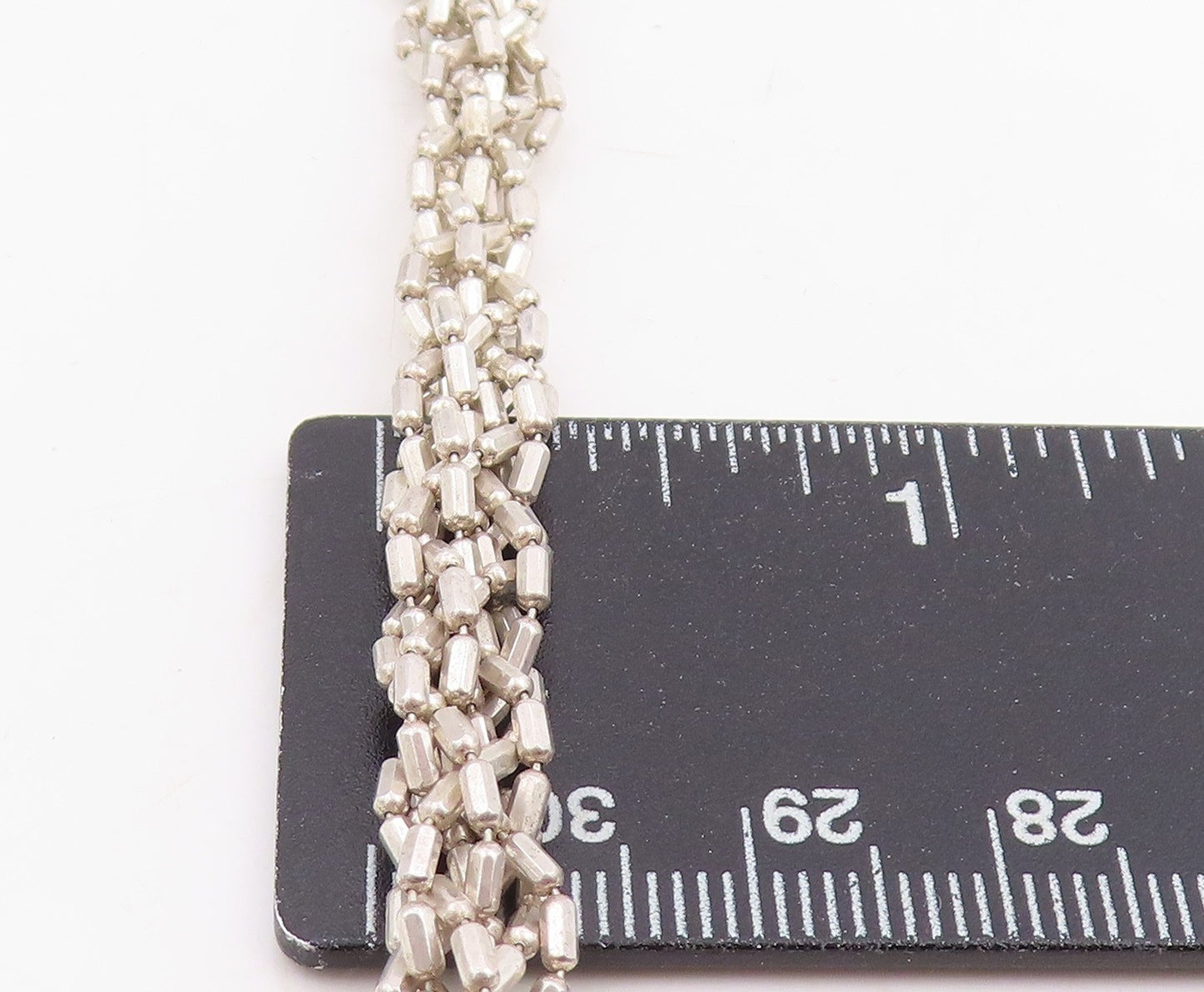 925 Sterling Silver Vintage Necklace Classic Multi Strand Woven Chain  NE4777