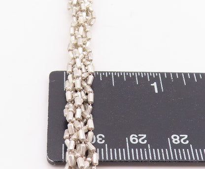 925 Sterling Silver Vintage Necklace Classic Multi Strand Woven Chain  NE4777