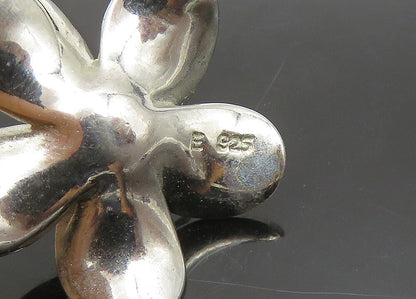 925 Sterling Silver  Vintage Cubic Zirconia Flower Motif Pendant  PT19316