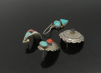 ZUNI NAVAJO 925 Silver  Vintage MultiStone Lot Single Earrings  EG11226