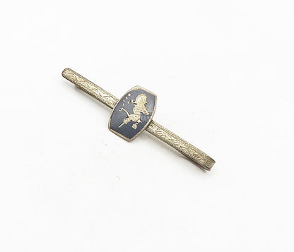 SIAM 925 Sterling Silver  Vintage Black Enamel Niello Dancer Tie Clip  TR1570
