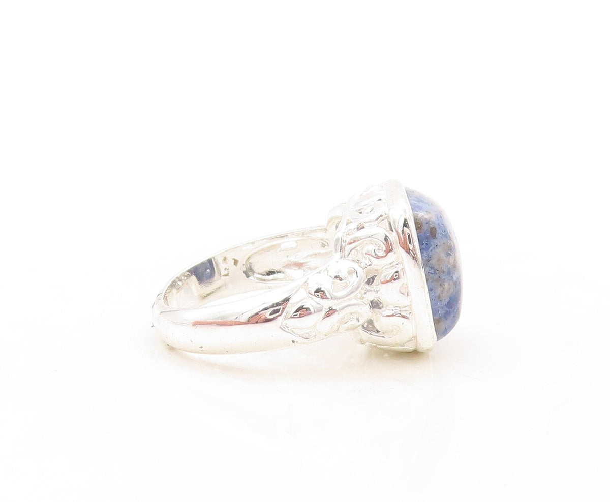 925 Sterling Silver Vintage Ring Square Cabochon Gemstone  Sz 7 RG31574
