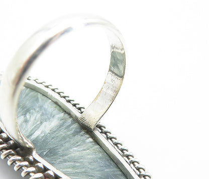 925 Sterling Silver  Green Jasper Twist Tear Drop Cocktail Ring Sz 9.5  RG8179
