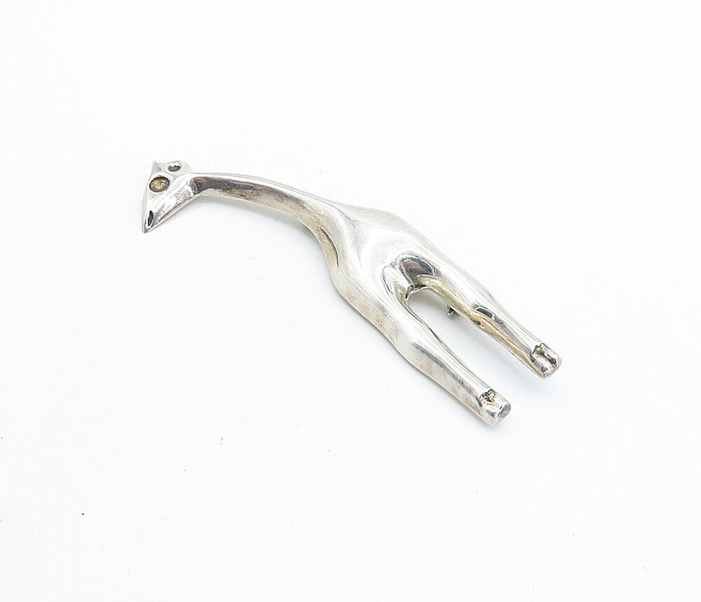 925 Sterling Silver  Vintage Shiny Giraffe Animal Motif Brooch Pin  BP2682