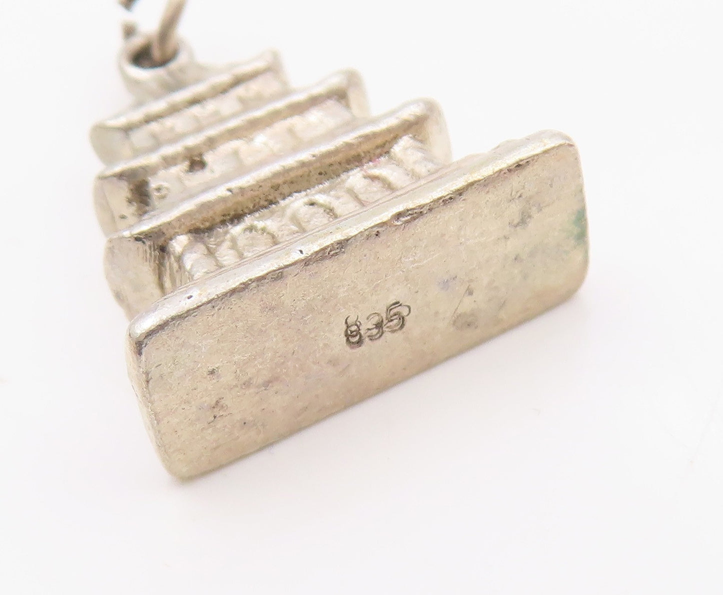 925 Sterling Silver  Vintage Three Floors House Motif Pendant  PT21495