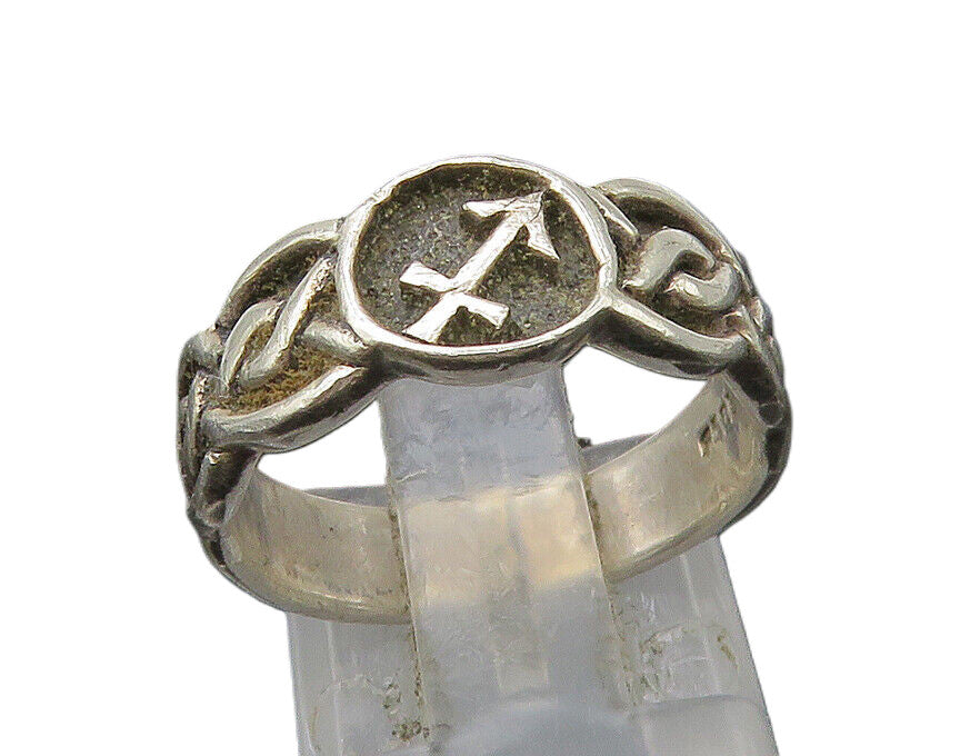 PETER STONE 925 Silver  Vintage Arrow Cross Oxidized Band Ring Sz 6  RG22627