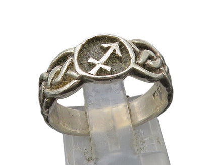 PETER STONE 925 Silver  Vintage Arrow Cross Oxidized Band Ring Sz 6  RG22627