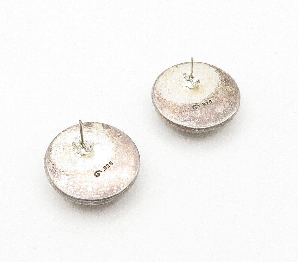 925 Sterling Silver  Vintage Woven Design Dome Button Drop Earrings  EG7866