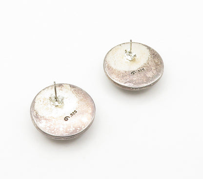 925 Sterling Silver  Vintage Woven Design Dome Button Drop Earrings  EG7866