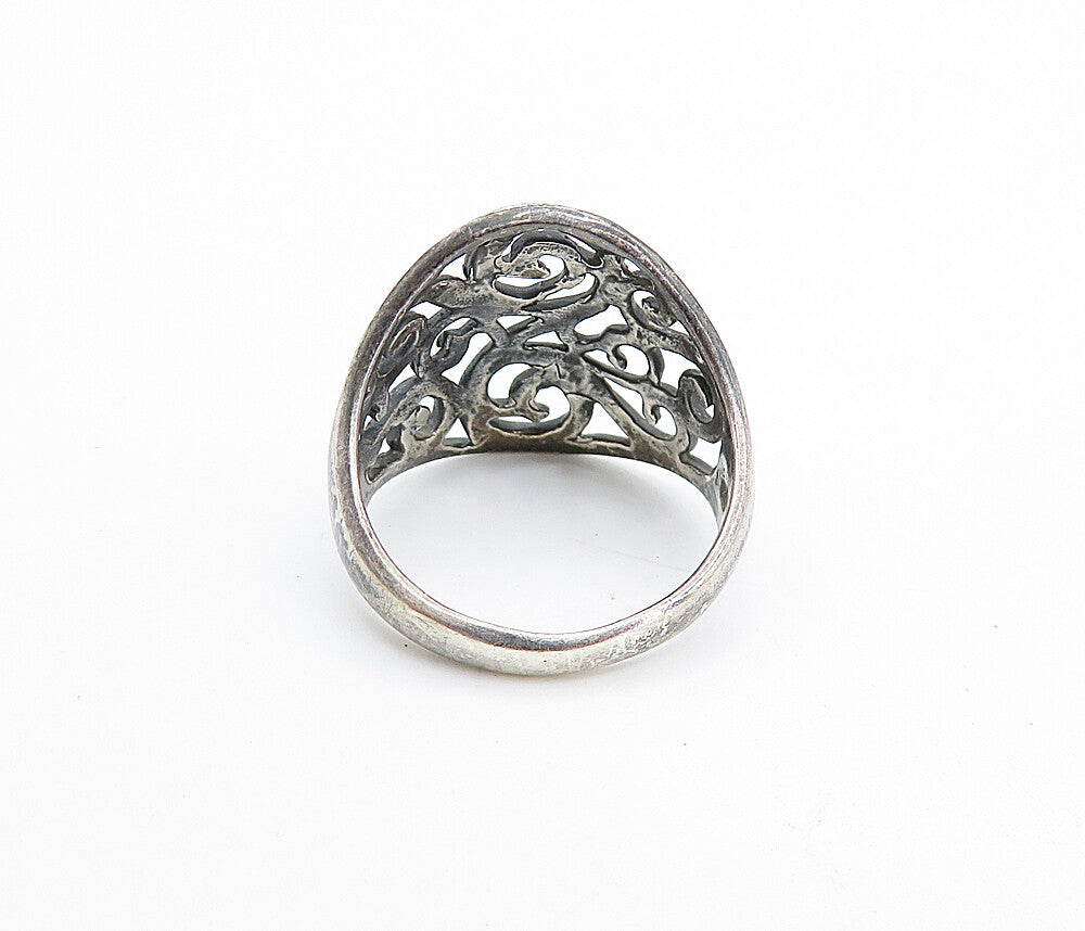 925 Sterling Silver  Vintage Dark Tone Open Swirl Band Ring Sz 6.5  RG7497