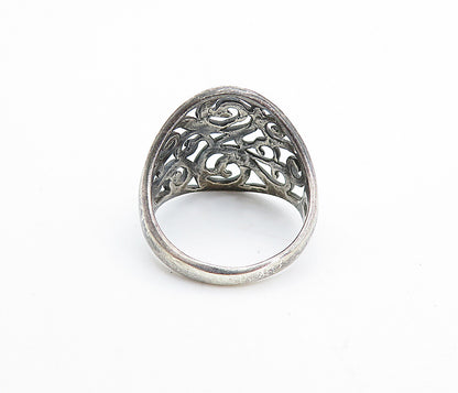 925 Sterling Silver  Vintage Dark Tone Open Swirl Band Ring Sz 6.5  RG7497