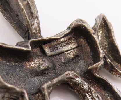 925 Sterling Silver Vintage Pendant Textured Hebrew Chai Symbol Charm  PT25957