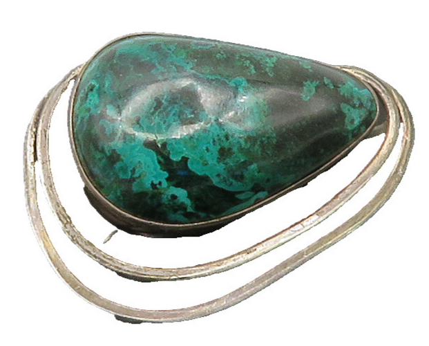 ISRAEL 925 Sterling Silver  Vintage Eilat Stone Modernist Brooch Pin  BP6665