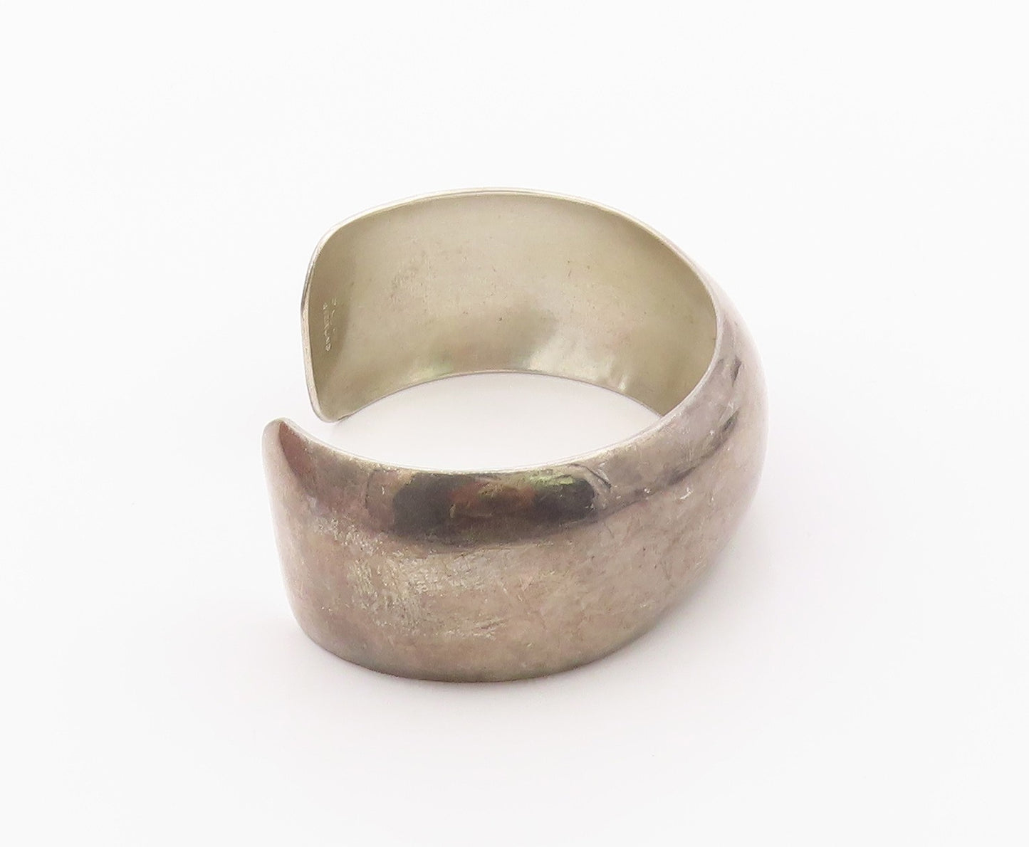 925 Sterling Silver Vintage Bracelet CAROL FELLEY Minimalist Wide Cuff  BT12131
