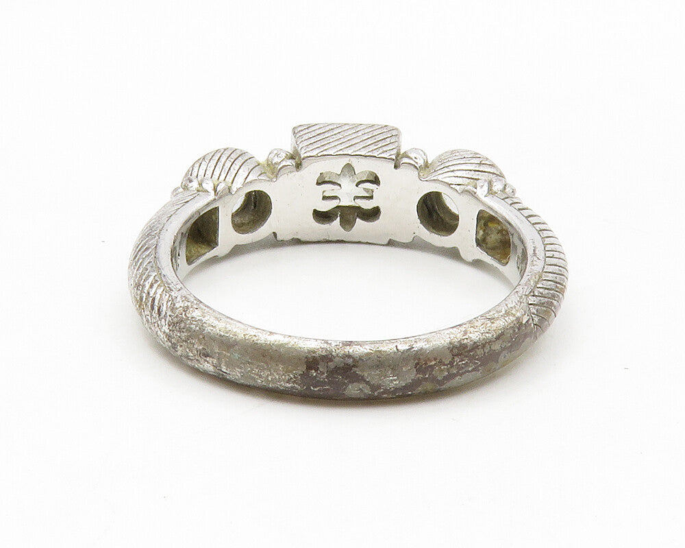 JUDITH RIPKA 925 Silver  Vintage Cubic Zirconia Twist Band Ring Sz 9  RG14034