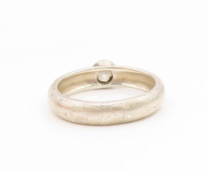 925 Sterling Silver Vintage Ring Round Cut CZ Solitaire Band  Sz 7.5  RG35185
