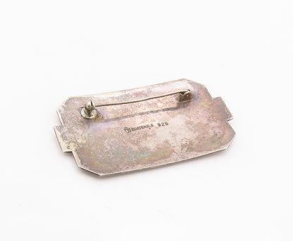 925 Sterling Silver Vintage Brooch Pin GUATEMALA Mountain Serenity  BP12537