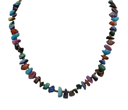 925 Silver Vintage Turquoise Sodalite & Multi Stone Chain Necklace NE3770