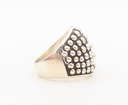 925 Sterling Silver Vintage Ring Solid Bead Design Carved  Sz 7  RG30470