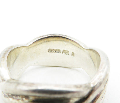 925 Sterling Silver  Vintage Ribbed Twist Design Band Ring Sz 8.5  RG5554