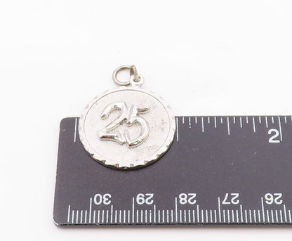 DANECRAFT 925 Silver  Vintage Carved #25 Wavy Edge Round Pendant  PT20399