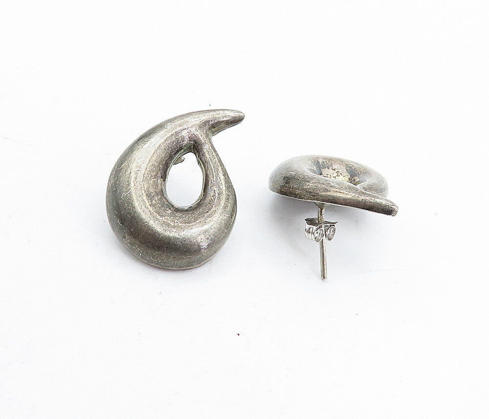 MEXICO 925 Sterling Silver  Vintage Dark Tone Swirl Drop Earrings  EG2310